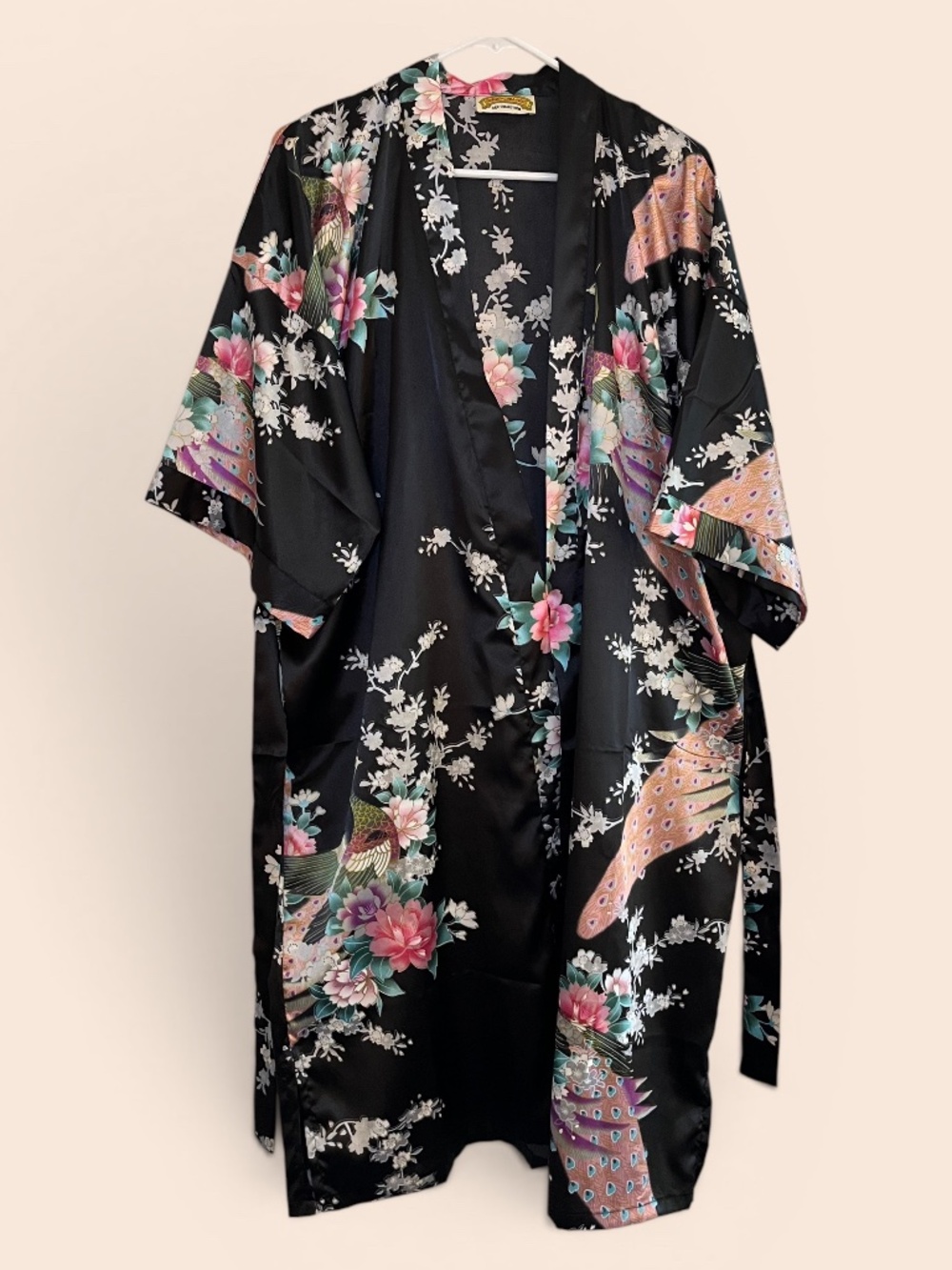 Oriental Village Silk Collection Vintage Silk Kimono-Style Midi Robe OS